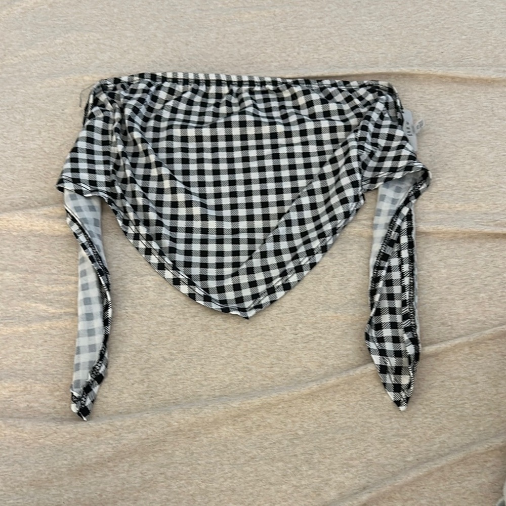 Black and White Checkered Bandana Crop Top